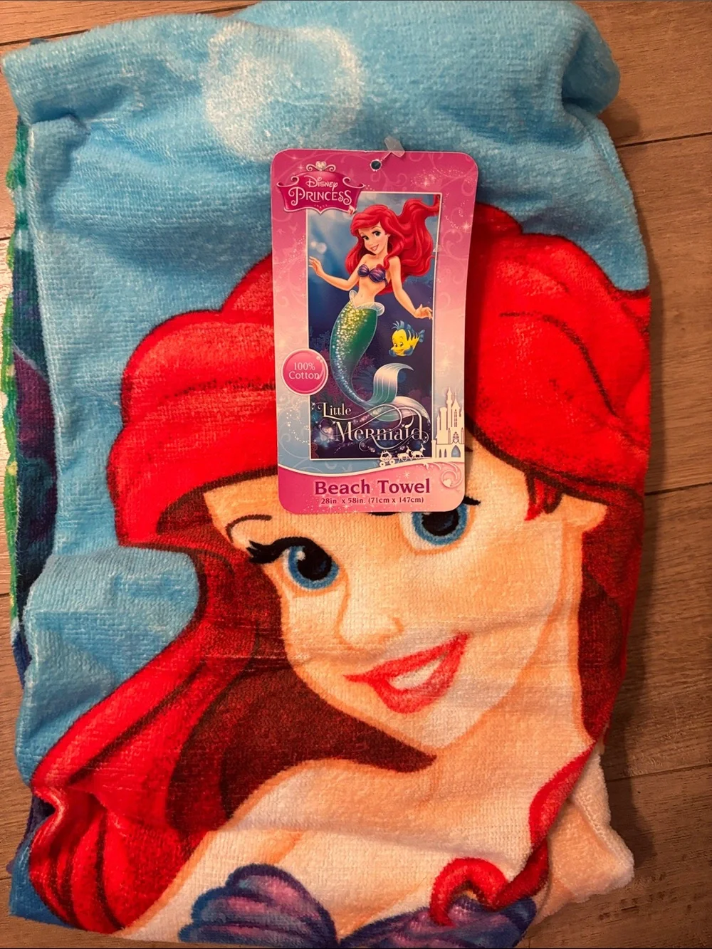 Disney Ariel Beach Towel - Red, Blue & Purple Little Mermaid NWT